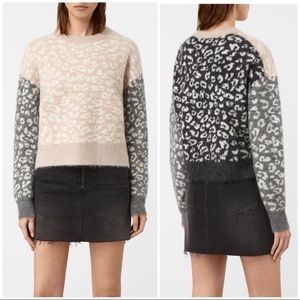 NWT Allsaints Leya leopard colorblock sweater Sm